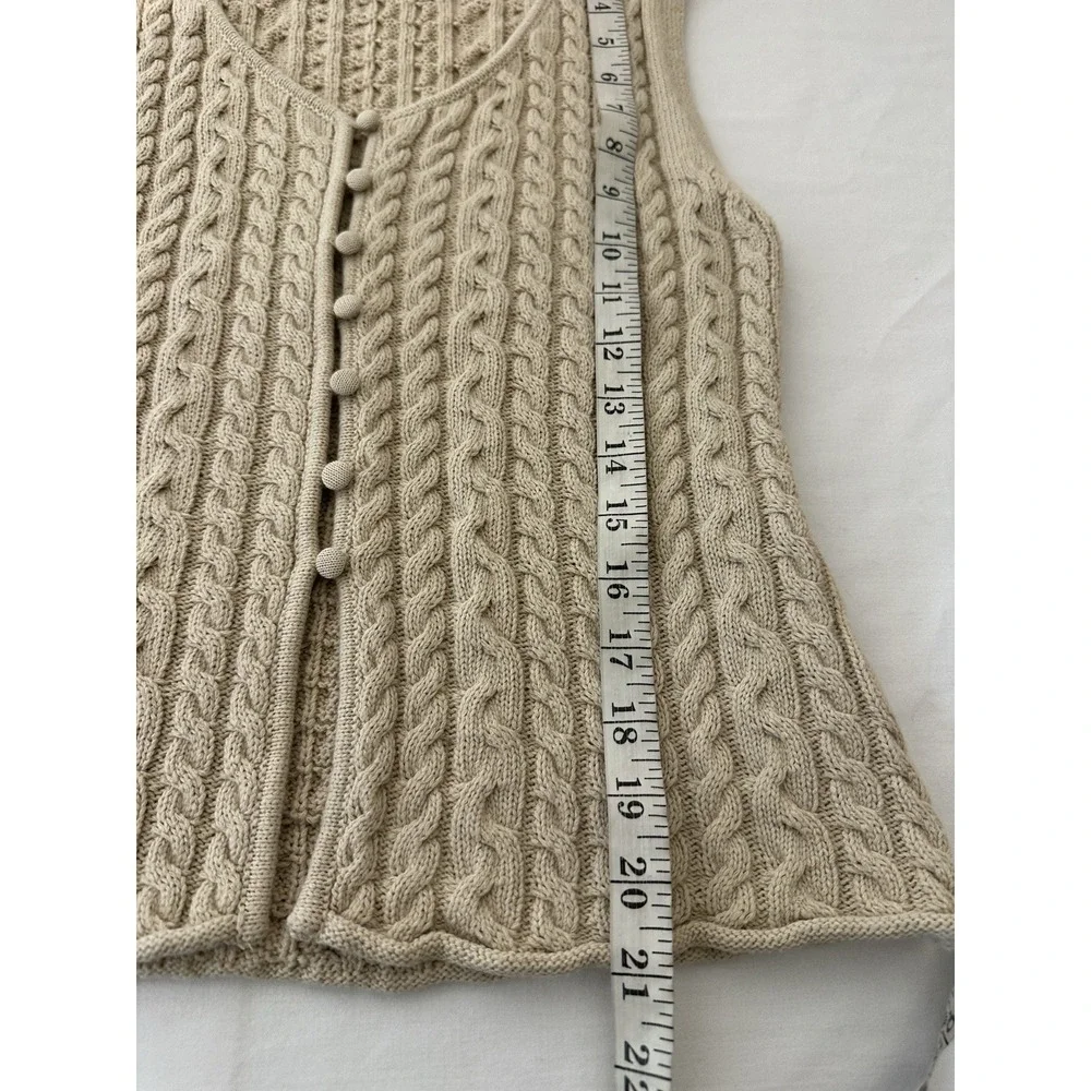 Industry Republic Clothing Large Beige Cable‎ Knit Button Vest Top Layer Preppy